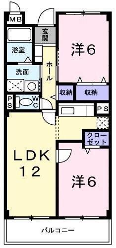 ささお弐番館(2LDK/2階)の間取り写真