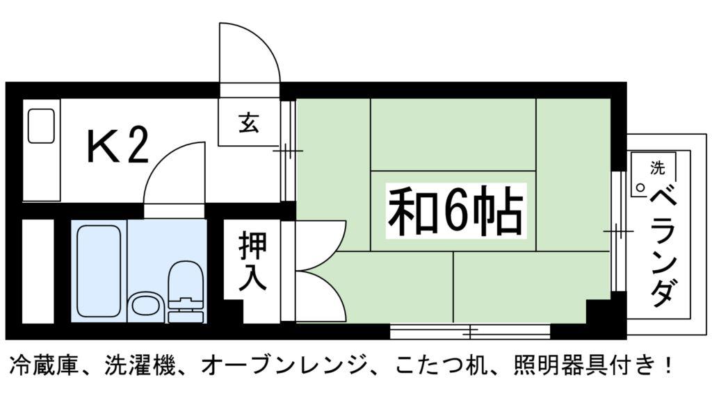 サンスウィート金閣(1K/2階)の間取り写真