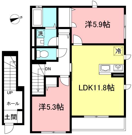 グレースハイムA(2LDK/2階)の間取り写真