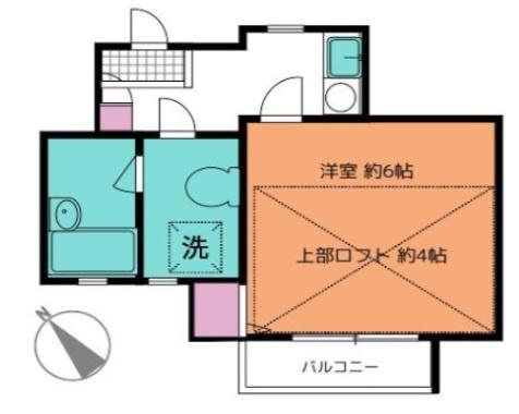 ランドジッツ上大岡(1K/2階)の間取り写真