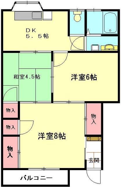 ラフォーレASUKA F棟(3DK/1階)の間取り写真