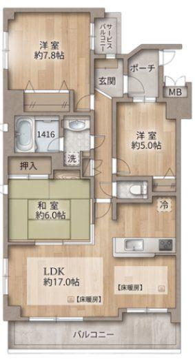 セントラルコート赤羽(3LDK/3階)の間取り写真