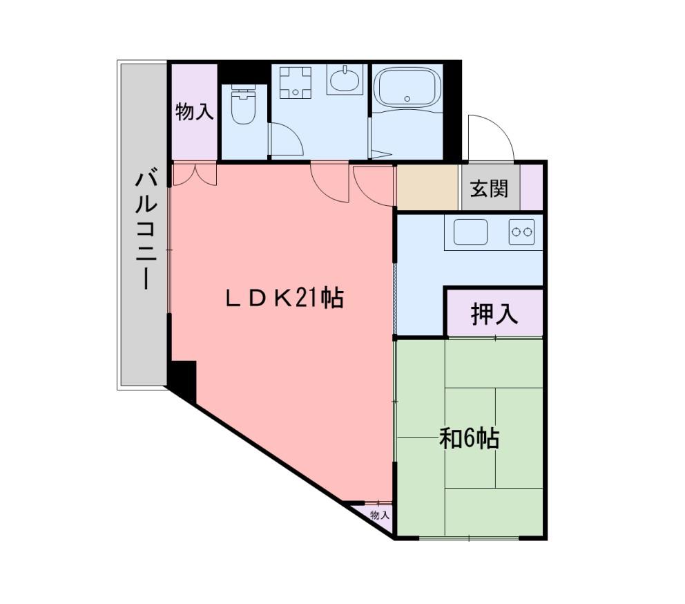 西原ビルパートI(1LDK/3階)の間取り写真