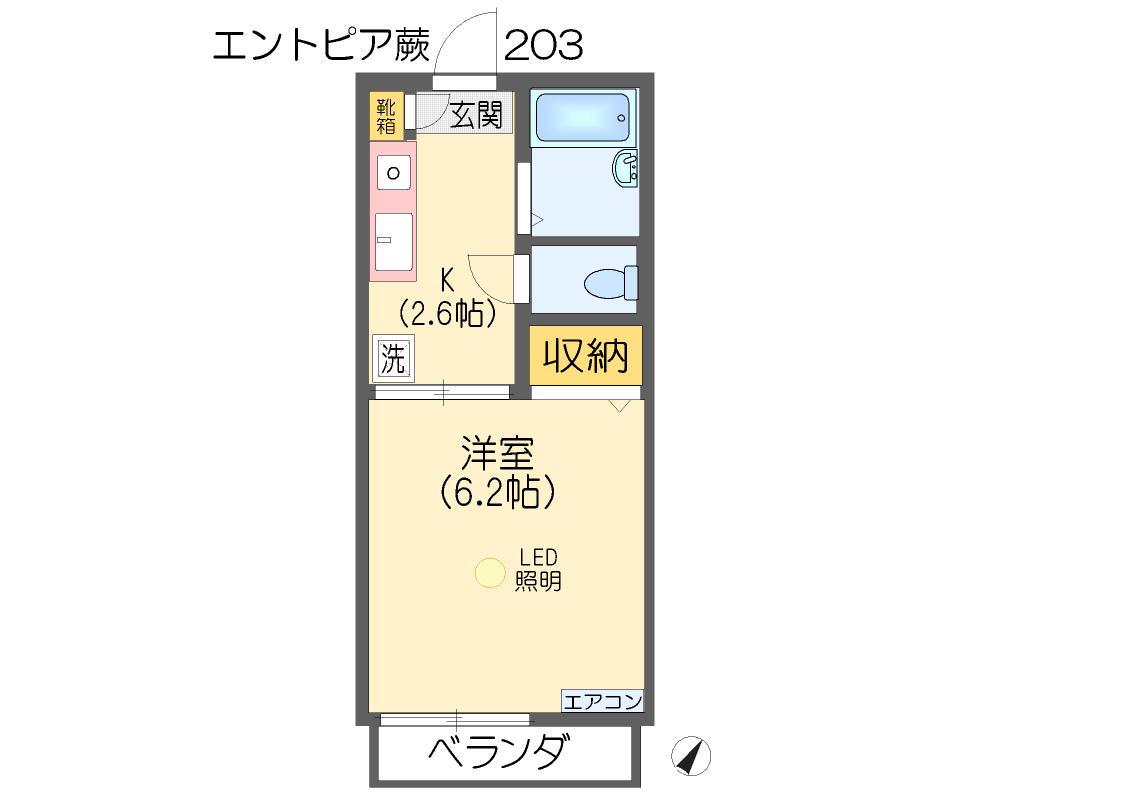 SHMエントピア蕨(1K/2階)の間取り写真