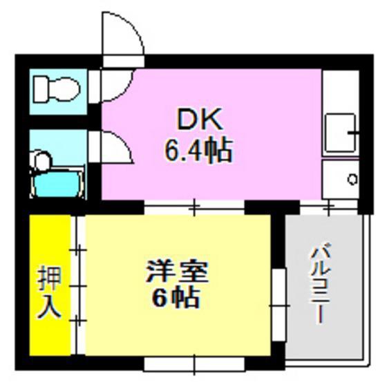 メゾンハヤミズ(1DK/2階)の間取り写真