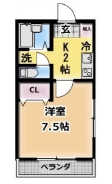 エメロードマンション(1K/2階)の間取り写真