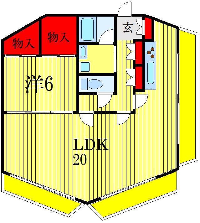 クリスタルスクエアイノハナ(1LDK/5階)の間取り写真