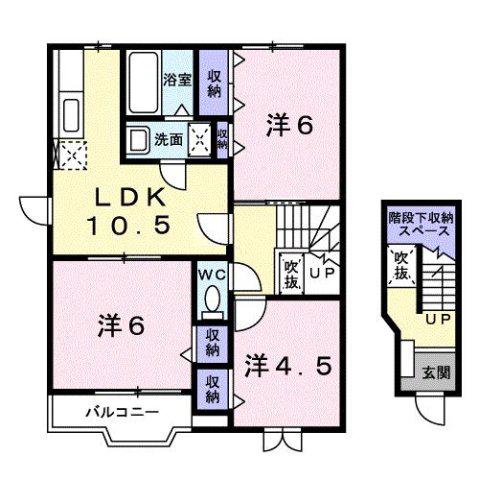 ブルースカイ国分(3LDK/2階)の間取り写真