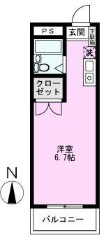 ユニコスクエア(ワンルーム/2階)の間取り写真