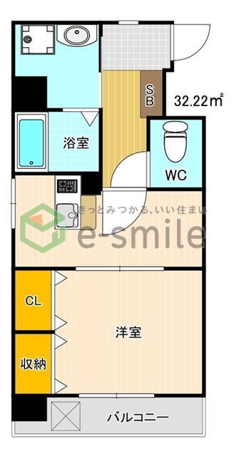 シャンベルジュKT(1DK/7階)の間取り写真