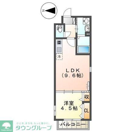 ボナール三橋(1LDK/1階)の間取り写真