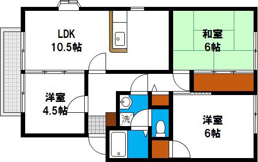 グリーンビレッジ西崎I棟(3LDK/2階)の間取り写真