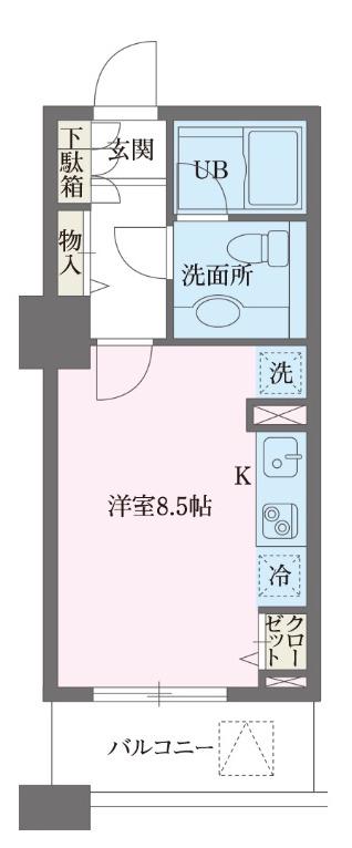 ドゥーエ横浜駅前(ワンルーム/8階)の間取り写真