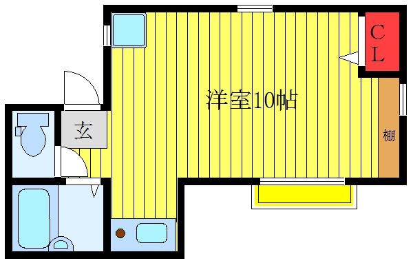 アーバンパレス6号館(ワンルーム/1階)の間取り写真
