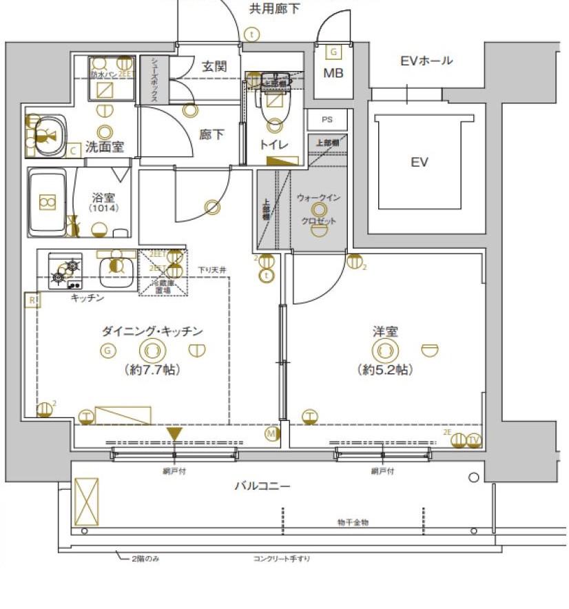 CREST TAPP新大阪(1DK/4階)の間取り写真