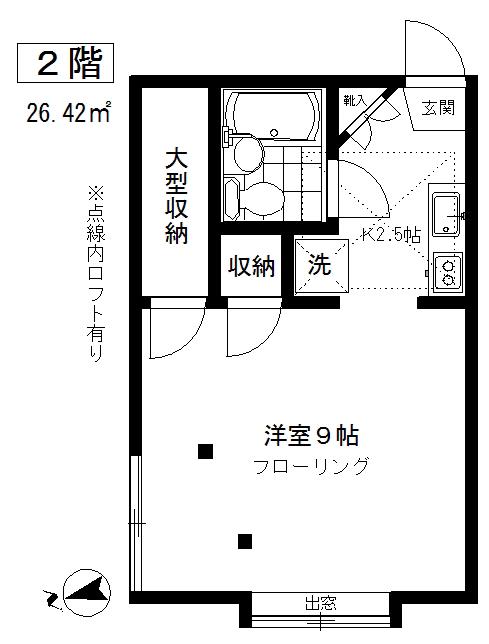 バ-ドハイツ(1K/2階)の間取り写真