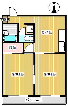 アーバンパレス竜ヶ崎(2DK/3階)の間取り写真