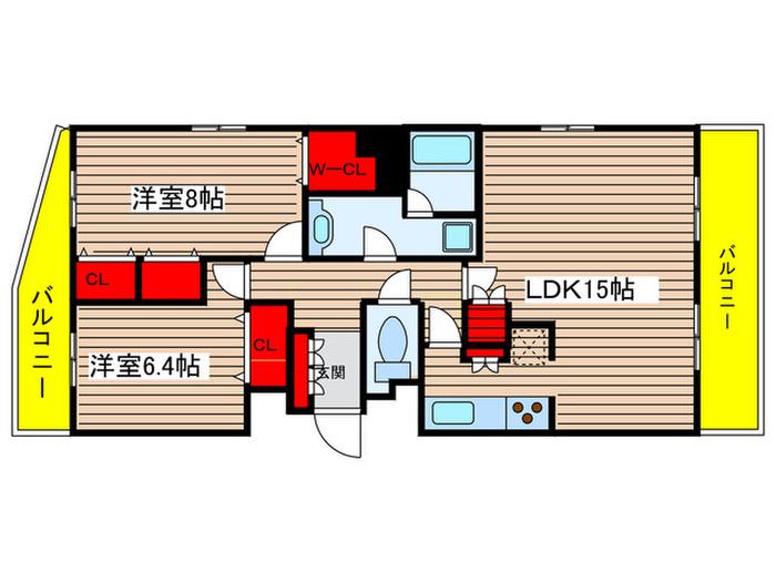 アビタシオン泉(2LDK/8階)の間取り写真