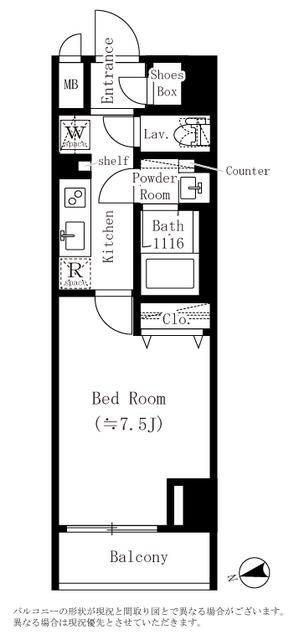 RESIDENCE 大鳥居(ワンルーム/7階)の間取り写真