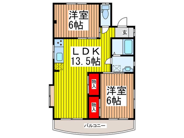 メゾンクレール(2LDK/3階)の間取り写真