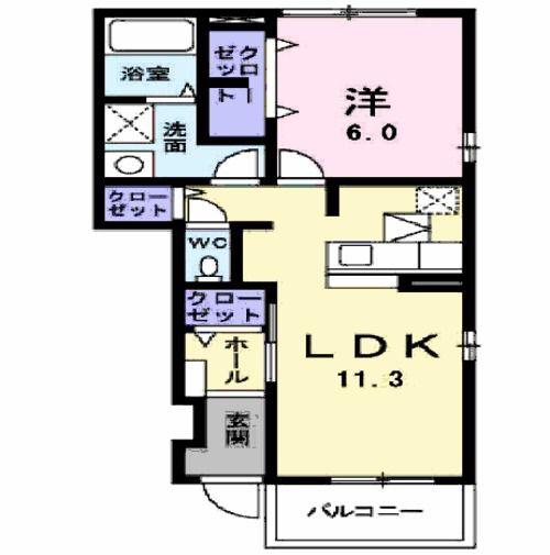 Q-フロンティアII(1LDK/1階)の間取り写真