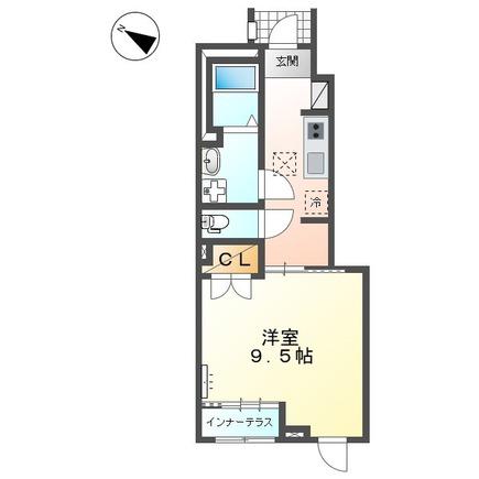 アヴニール(1K/1階)の間取り写真