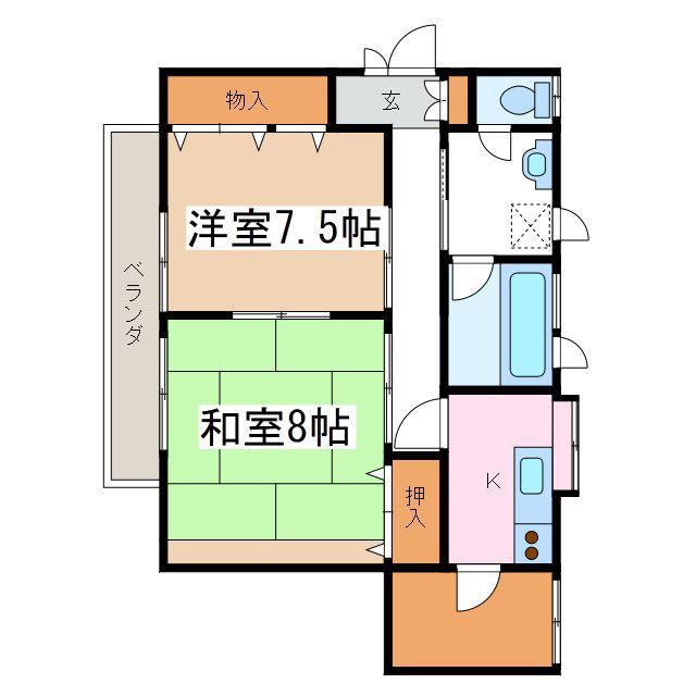 笹部奥原(2K/2階)の間取り写真
