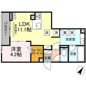 D-SOLIS一社(1LDK/1階)の間取り写真
