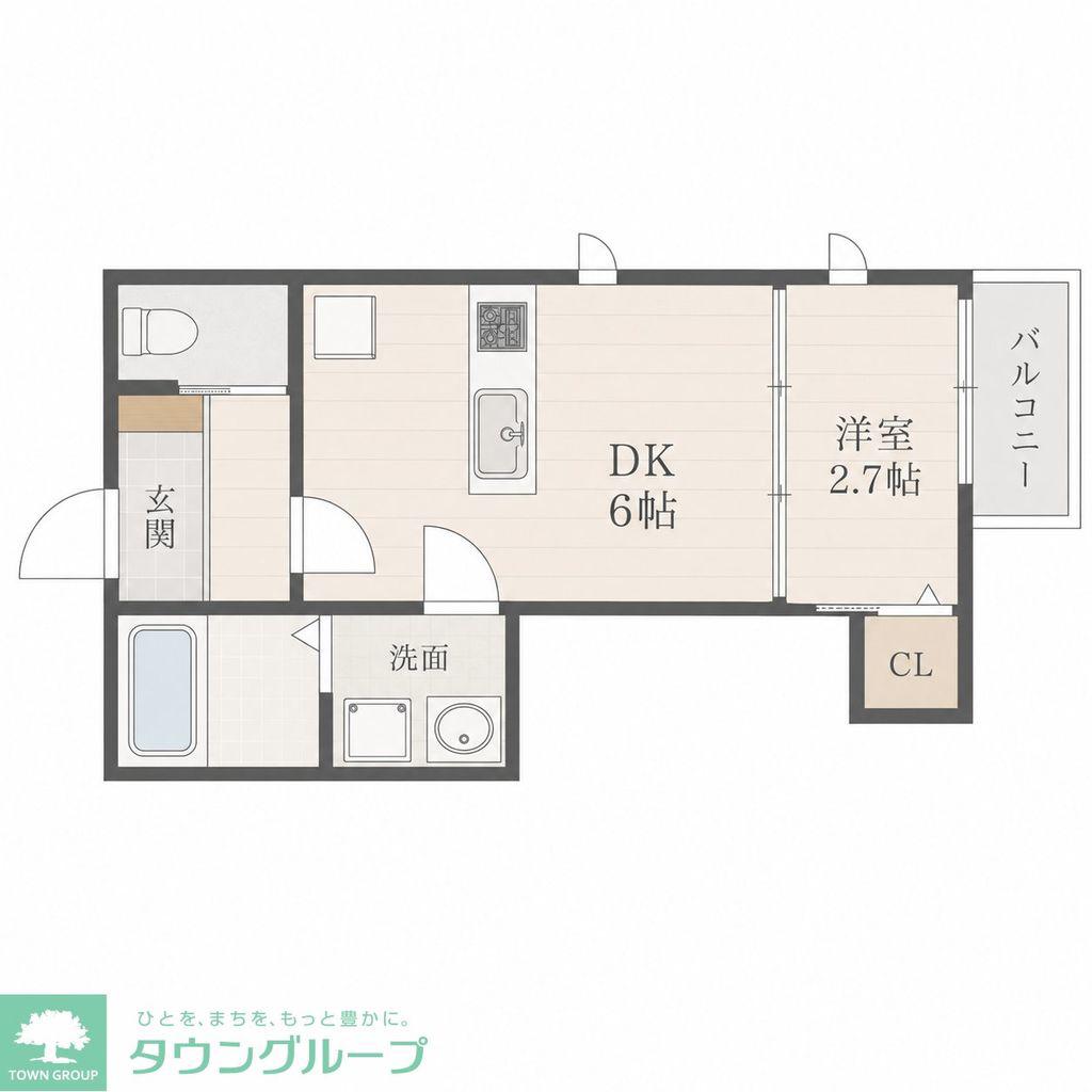 太子堂AP(1DK/2階)の間取り写真