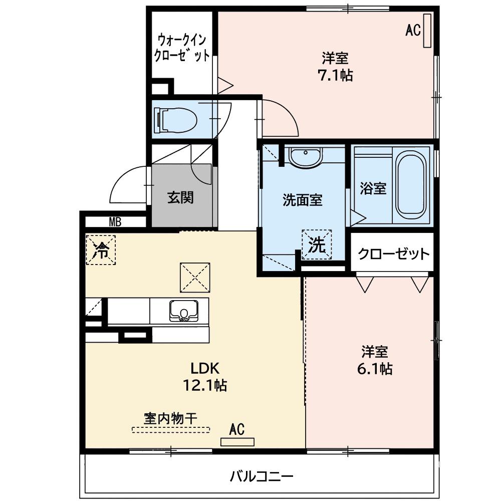 セジュール新明(2LDK/1階)の間取り写真