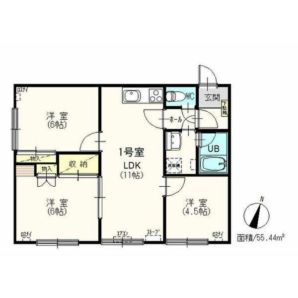 マルス円山A(3LDK/2階)の間取り写真