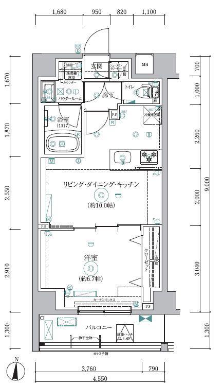 RELUXIA森下II(1LDK/7階)の間取り写真
