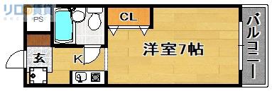 メーベルハイツB(1K/4階)の間取り写真
