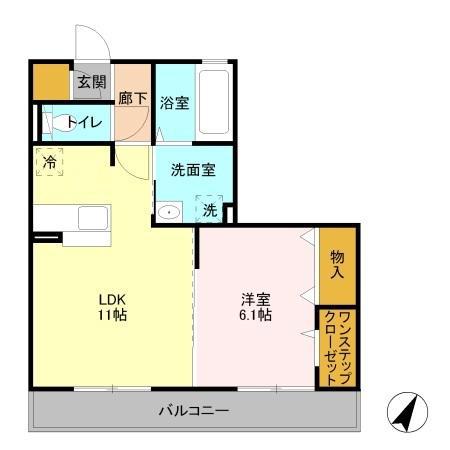 グリーンアレイC(1LDK/3階)の間取り写真