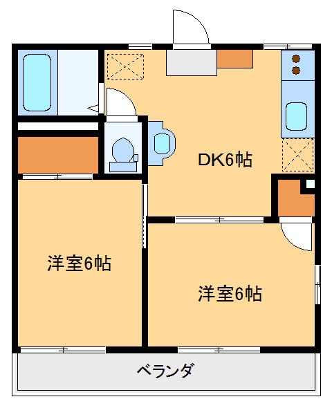 コーポラスゆたかA(2DK/1階)の間取り写真