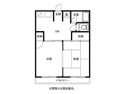 平野台ハイツ(2DK/2階)の間取り写真