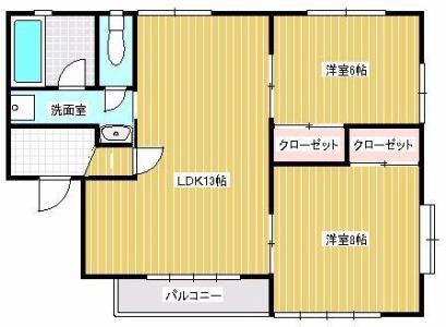ブッシュクローバー佐鳴台(2LDK/1階)の間取り写真