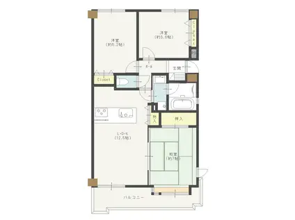 信開ダイナスティ浅野川306(3LDK/3階)の間取り写真