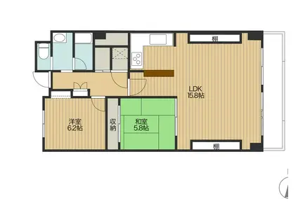 ローズハイツ芦屋(2LDK/5階)の間取り写真