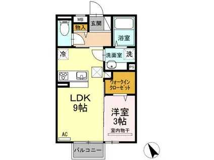 ロイジェントパークス広野 G(1LDK/1階)の間取り写真