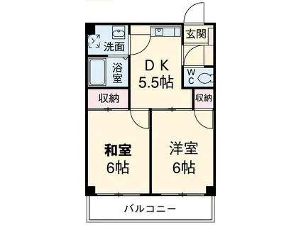 グレースいながき(2DK/4階)の間取り写真
