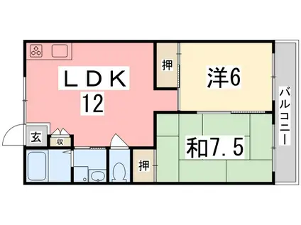 高浜BLDII(2LDK/3階)の間取り写真