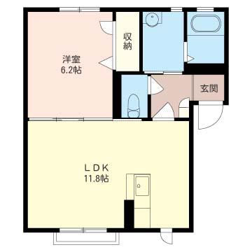 エメロード(1LDK/1階)の間取り写真