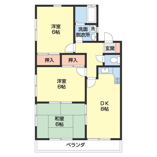 シティハイツ吉森II(3DK/2階)の間取り写真