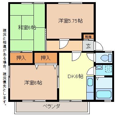 サンビレッジ上松(3DK/2階)の間取り写真