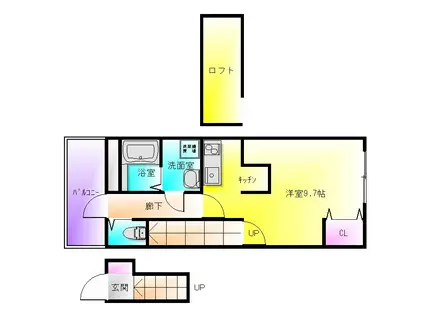 あんしん小畑町(1K/2階)の間取り写真