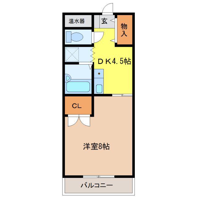 セピアコートII(1DK/3階)の間取り写真