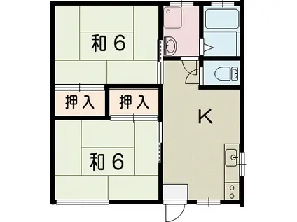 カイコーハイツB(2K/1階)の間取り写真