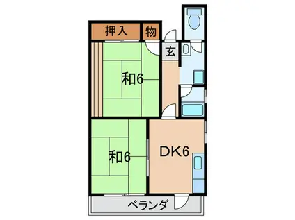 福弥マンション(2DK/2階)の間取り写真