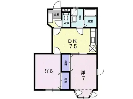 モント・ディダンスB(2DK/1階)の間取り写真